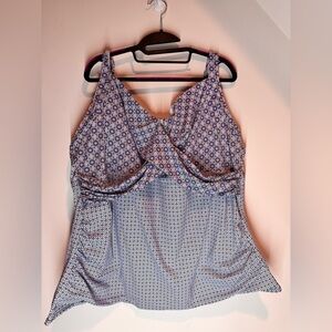 Land’s End Underwire Tankini Top Sz 26W